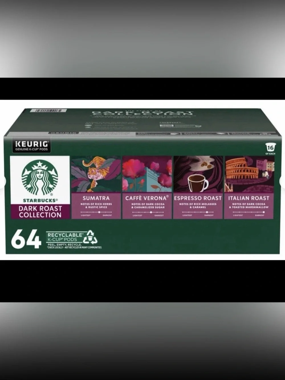 Starbucks Coffee Dark Roasts K-Cup Pods Variety Pack, 64-count Coffee Pods